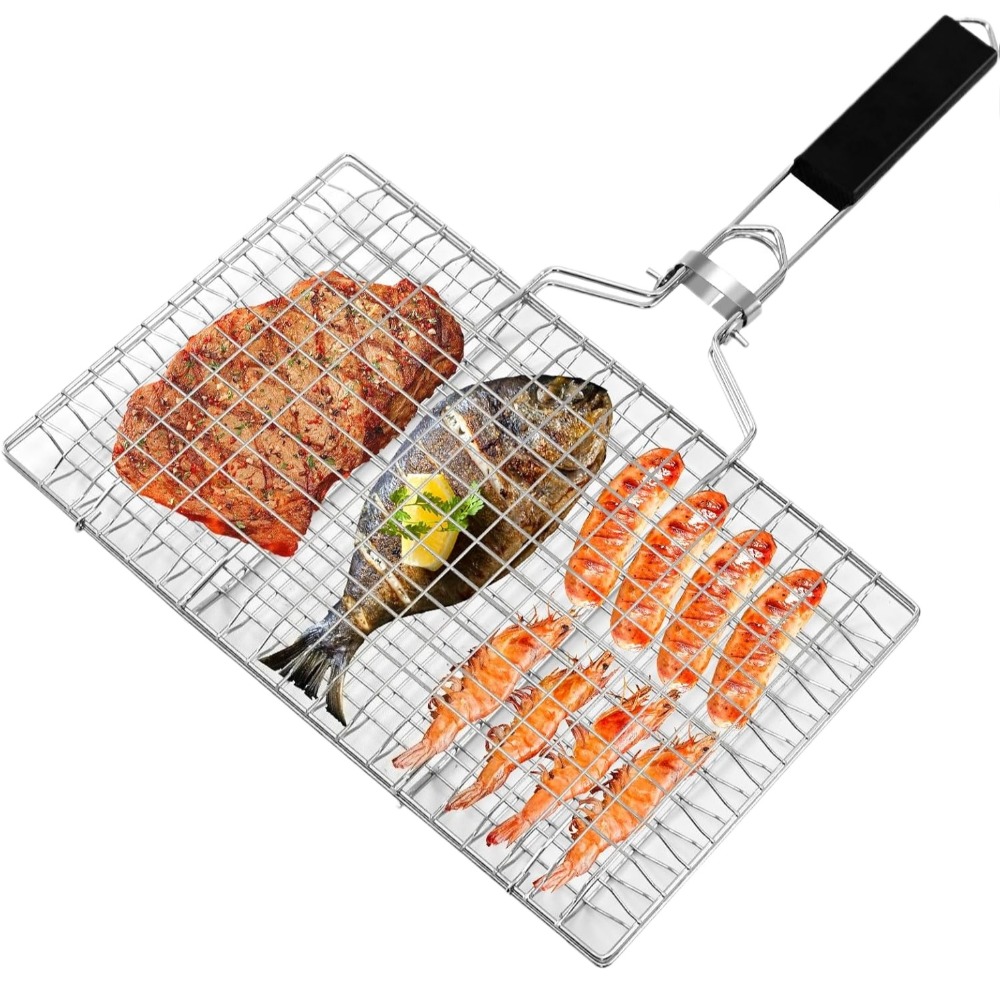 Camping Cooking Basket - Portable Grilling Basket Folding Stainless Steel