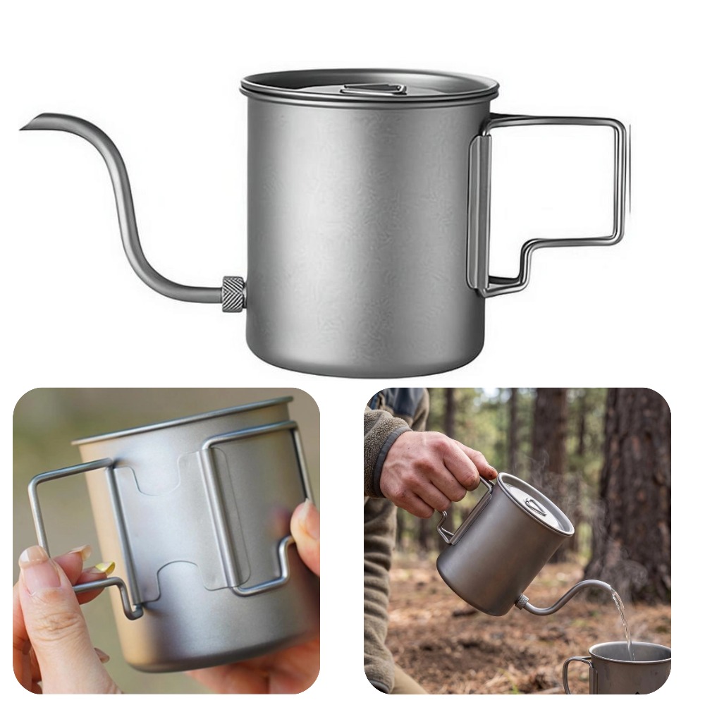 Camping Cooking Lightweight - 420ml Pure Titanium Camping Coffee Pour