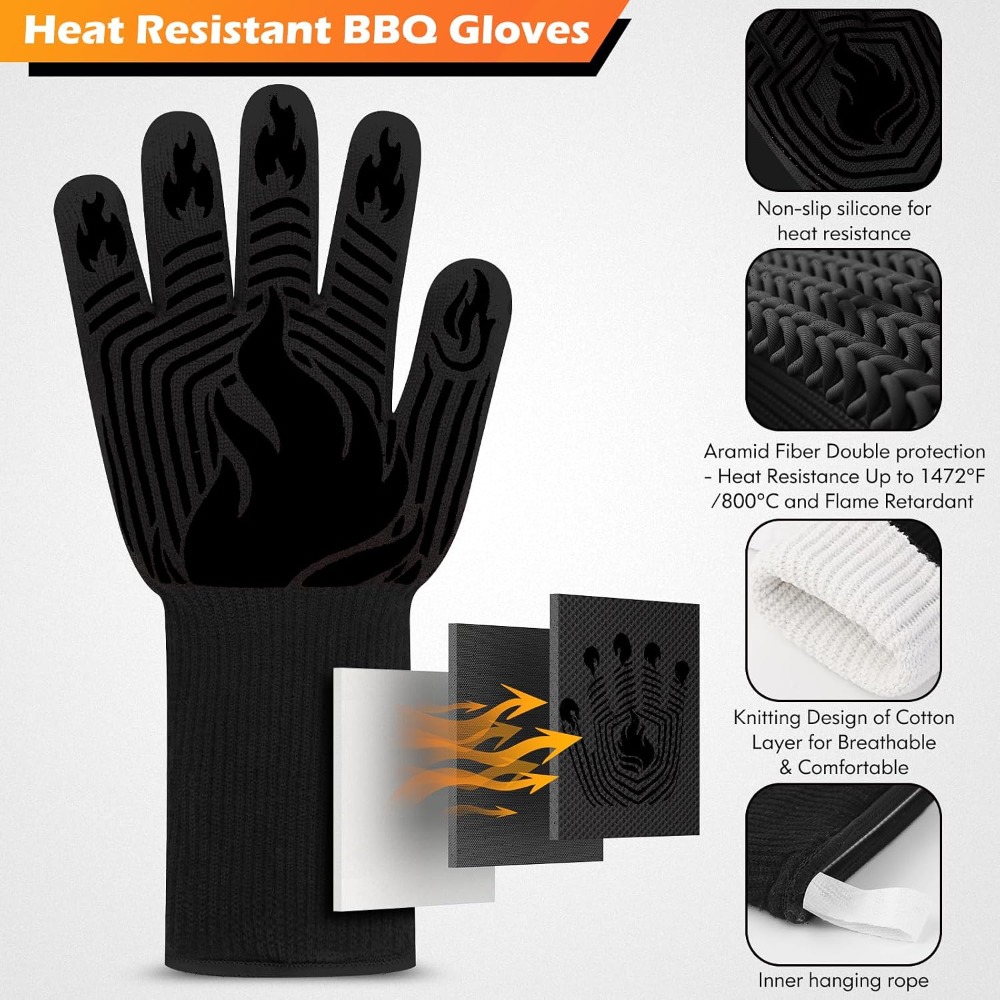 Camping Cooking - BBQ Gloves, 1472°F Heat Resistant Gloves