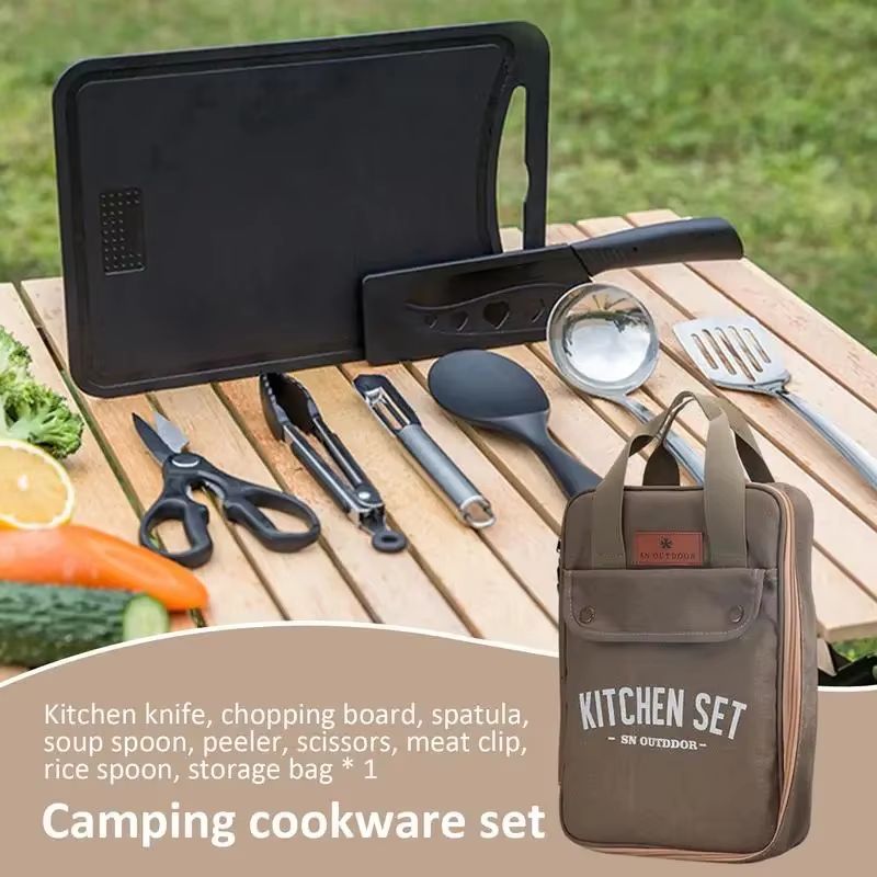 8pcs Camping Kitchen Cookware  - Camping Cooking Windscreen review and price