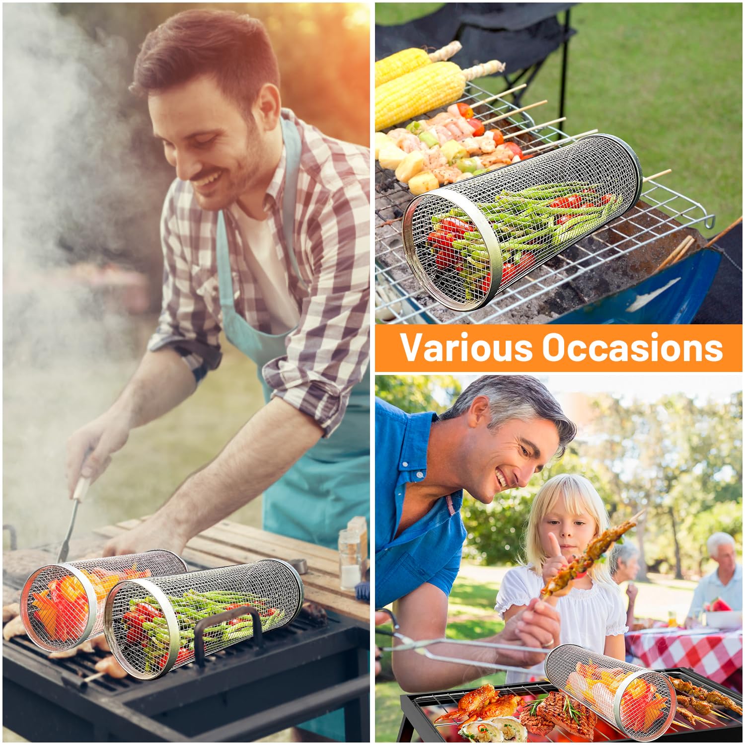 2 Pieces Rolling Grilling Bask - Camping Cooking Utensils Storage review and price