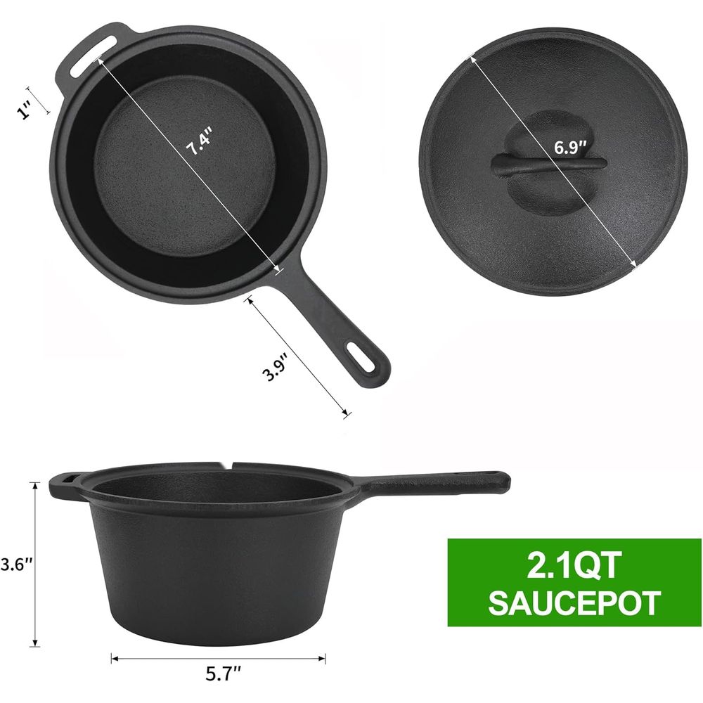 8 Piece Pre-Seasoned Dutch Ove - Vintage Camping Cooking Set review and price