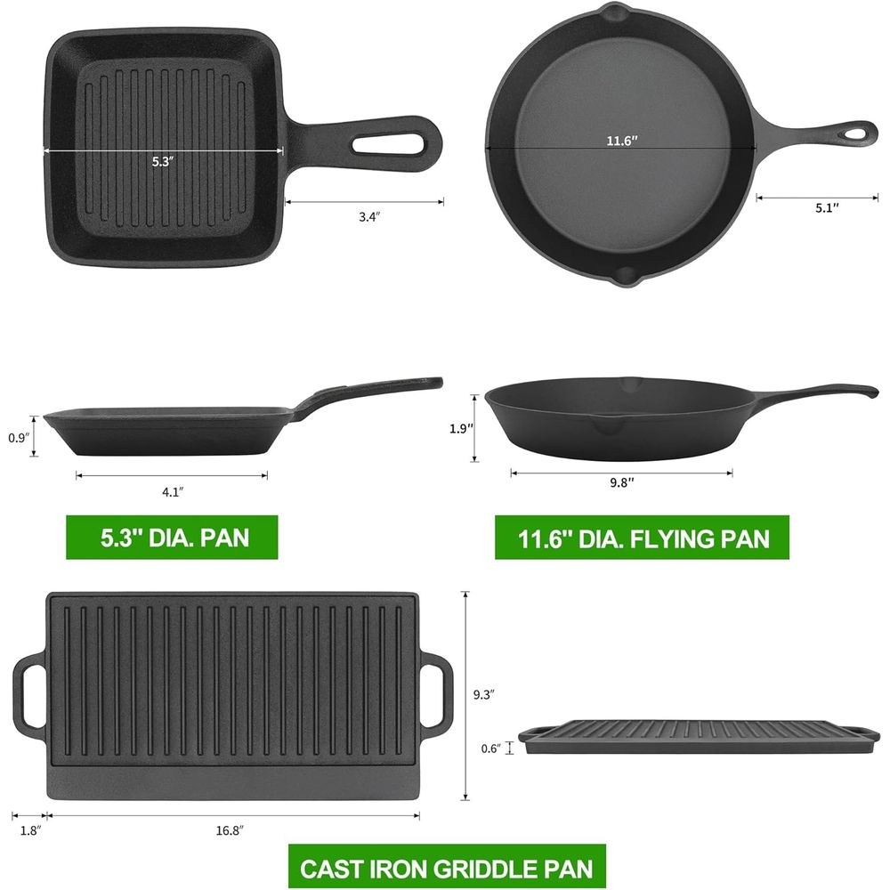 8 Piece Pre-Seasoned Dutch Ove - Vintage Camping Cooking Set review and price
